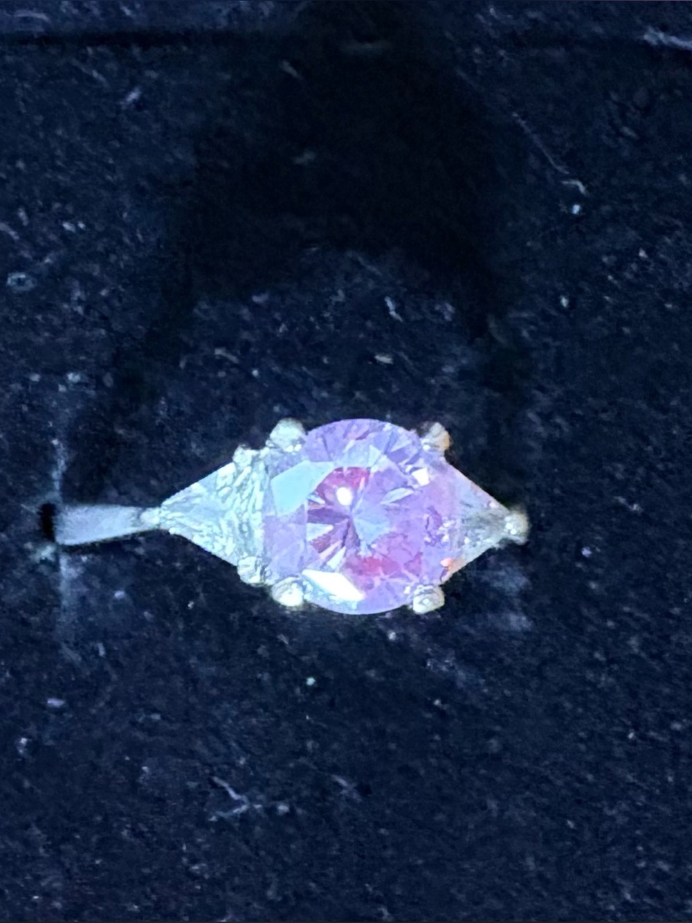 Amethyst and Cubic Zirconia Sterling Silver Ring